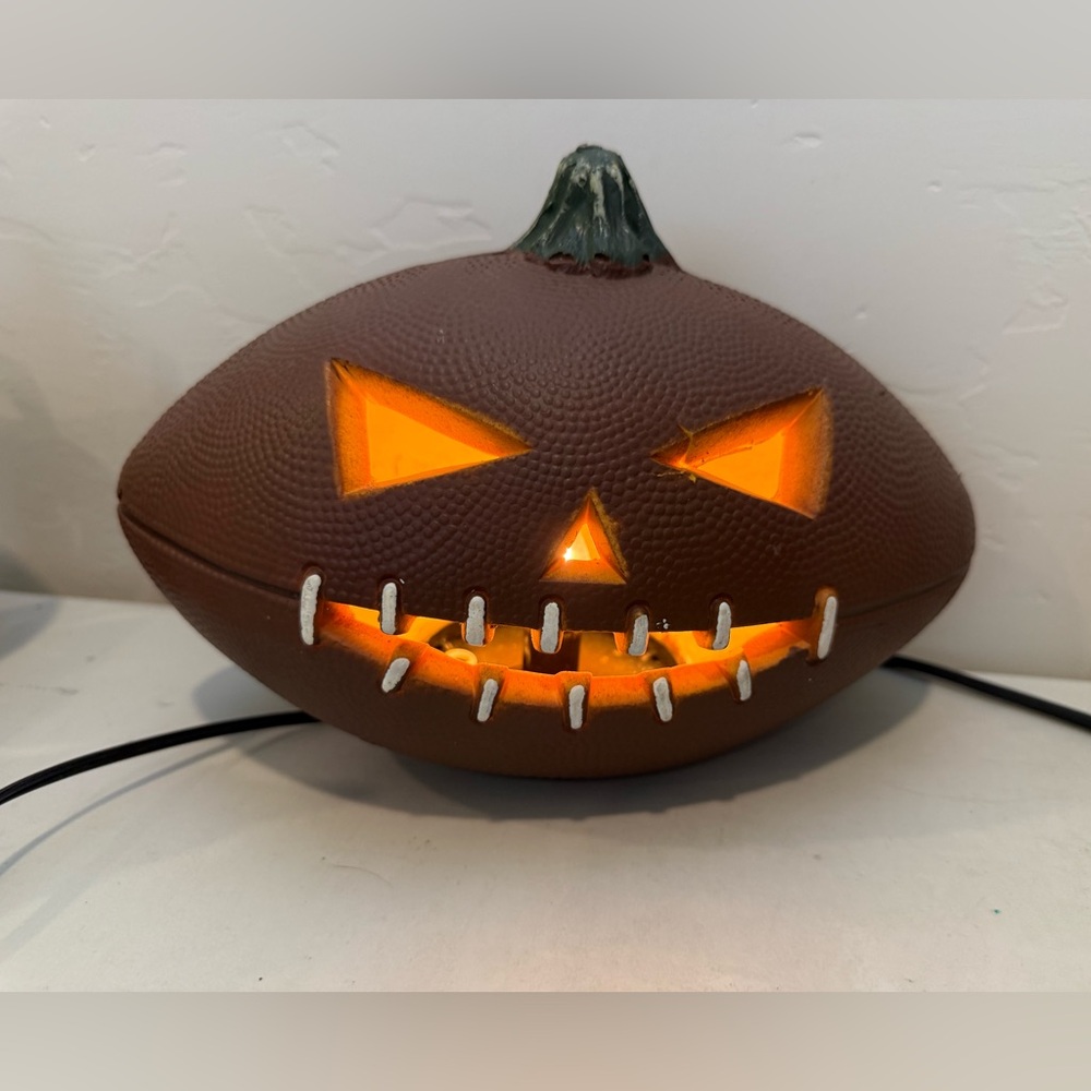 Vintage Halloween  Football Pumpkin Trick Or Treat 11” Jack O’Lantern Sports Fan